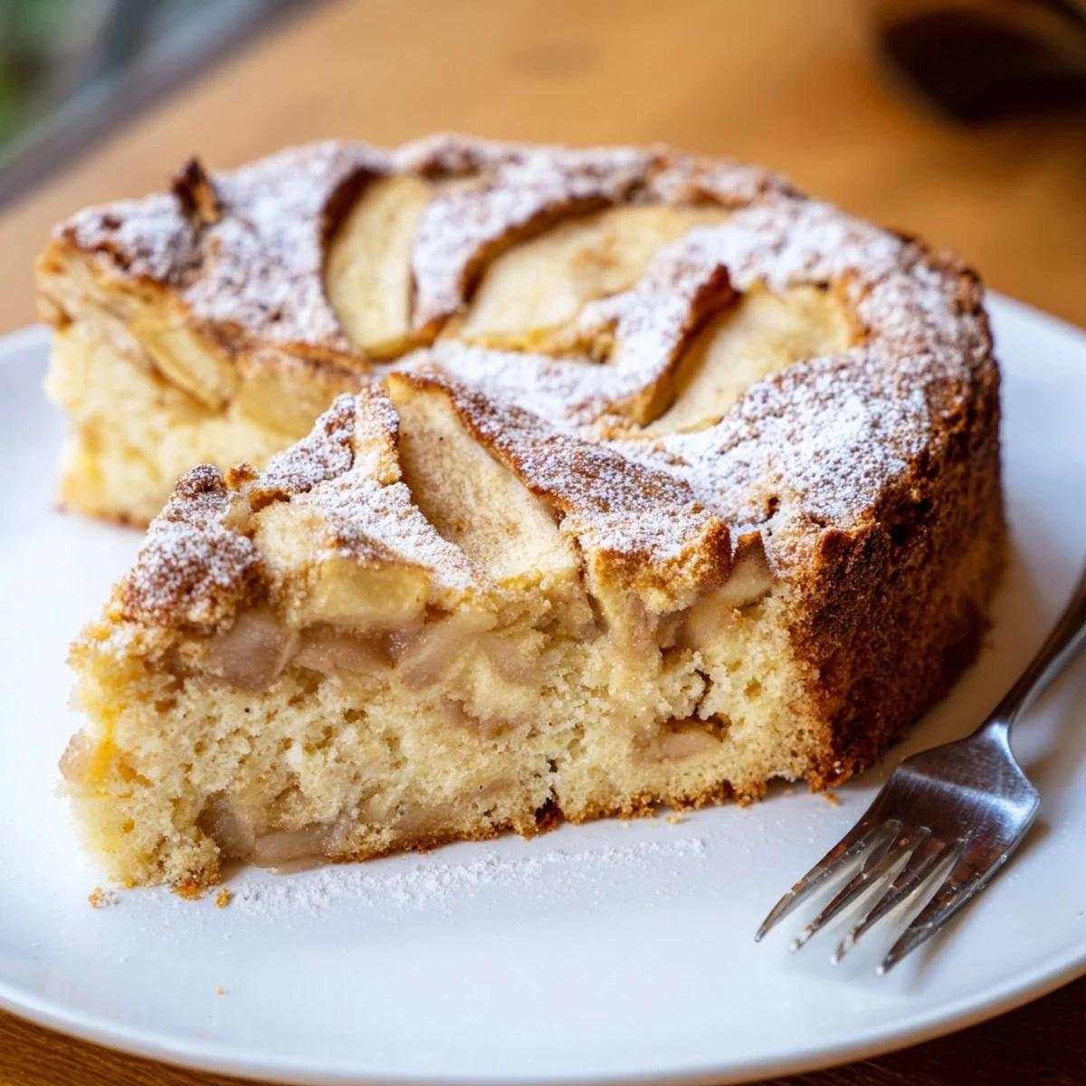 Saftiger deutscher Apfelkuchen mit Zimt, perfekt für gemütliche Kaffeepausen.  