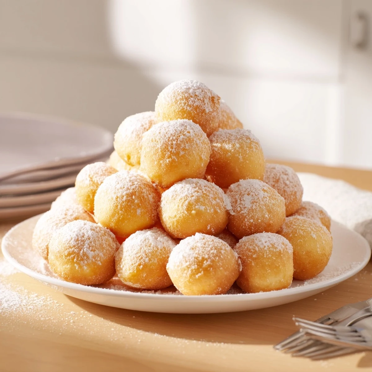 Genießen Sie Quark Donut Löcher, perfekt für jeden Anlass und frisch serviert.