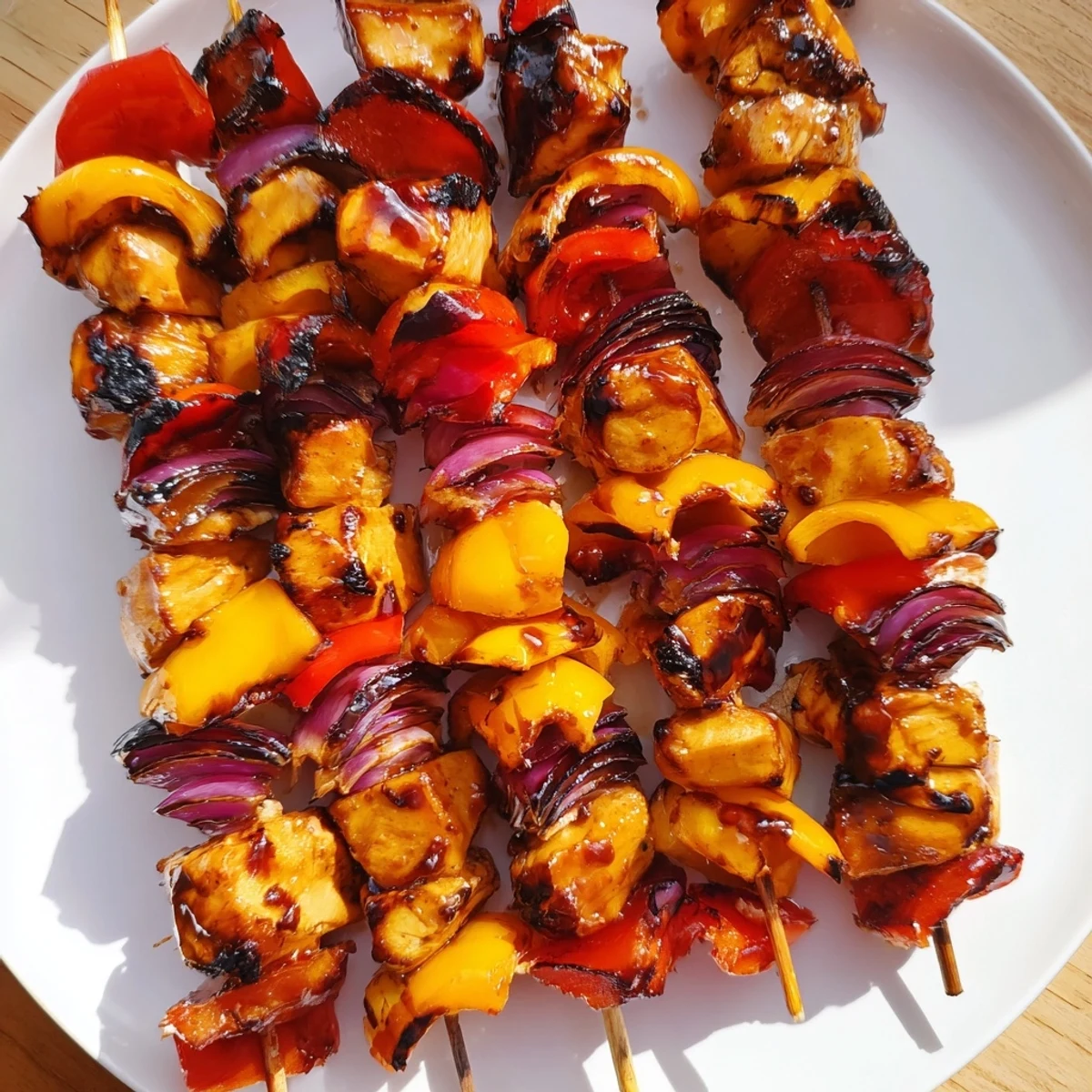 Festive Glühwein-Marinated Chicken Skewers, aromatic and flavorful, ideal for a memorable summer barbecue spread.