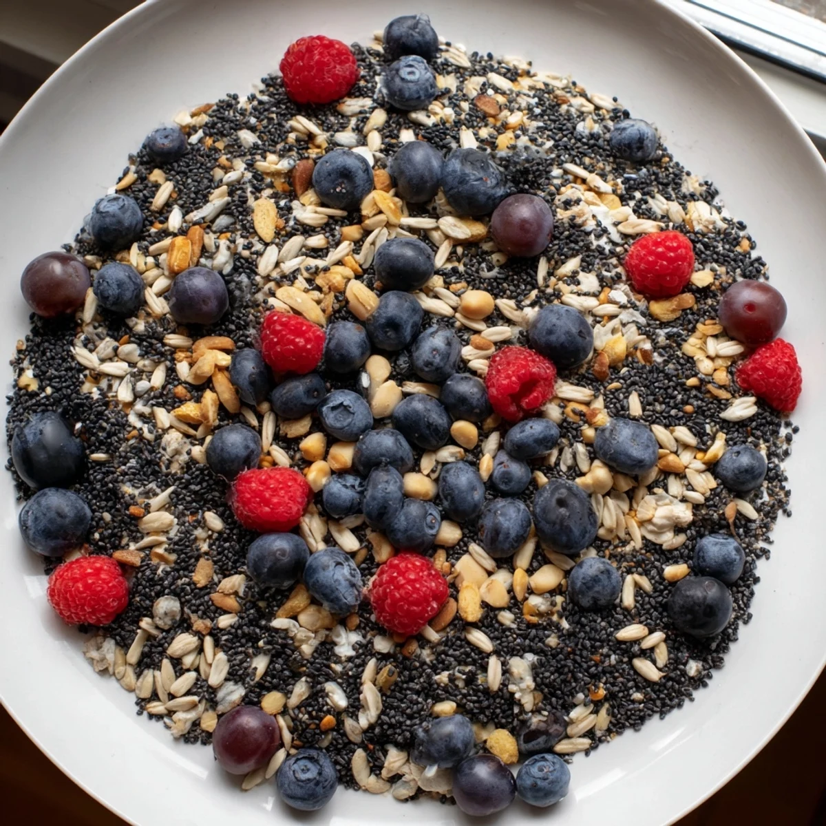 Fresh, vibrant Singing Bird Seed & Berry Platter, overflowing with seeds and juicy berries for the birds.