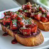 Frische Erdbeer Bruschetta Balsamico Minze