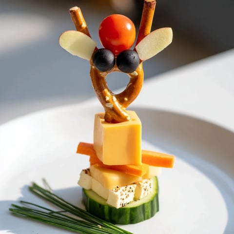 Here are three optimized ALT texts for the Long-Necked Giraffe Snack Towers recipe: