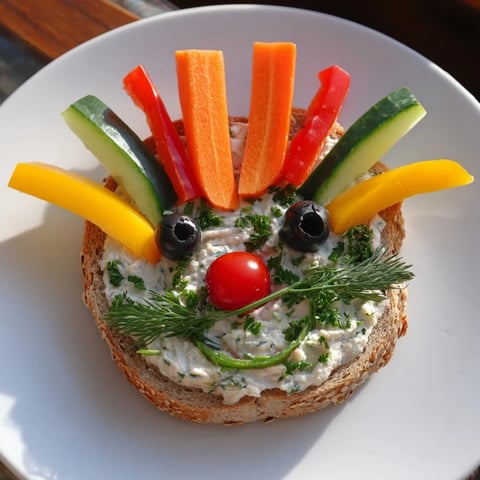 Autumn Hedgehog Dip Platter featuring hummus, colorful veggies, and olives ready to serve.