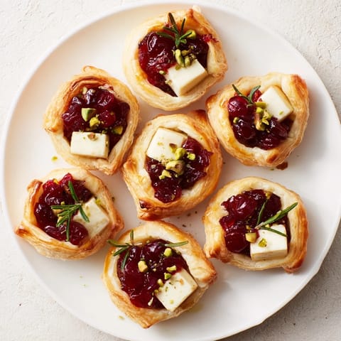 Warm Mini Cranberry Brie Tart Wreath with melting Brie and sweet cranberry flavor, a pretty appetizer.