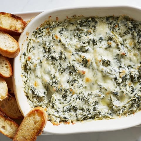 Spinat Artischocken Dip Baguette