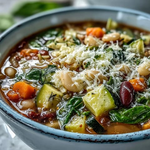 Minestrone mit Gemüse und Bohnen