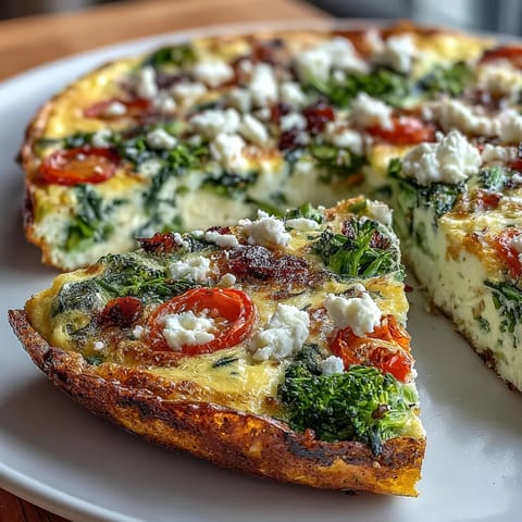 1. High-Volume Veggie-Packed Egg White Frittata mit buntem Gemüse, leicht und proteinreich, perfekt für ein kalorienarmes, sättigendes Brunch-Gericht.