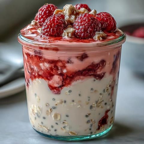 Overnight Oats mit Himbeeren