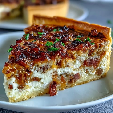 Karamellisierte Zwiebel Speck Quiche