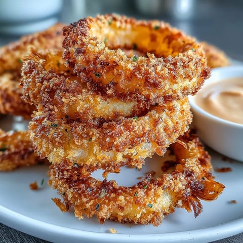 Gebackene Zwiebelringe mit Paprika