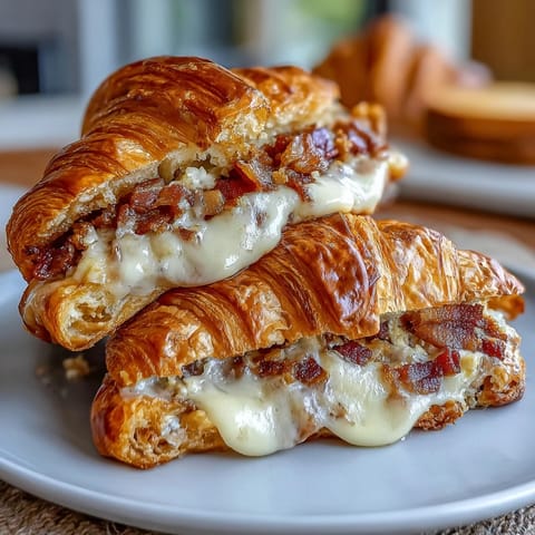 1. Butterige Croissants gefüllt mit fluffigen Rühreiern und geschmolzenem Käse – ein schnelles, verführerisches Frühstück für jeden Tag.