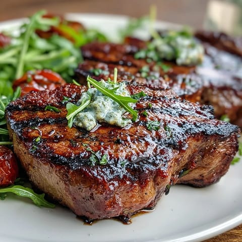 Sommerlicher Salat mit gegrillten Pfirsichen und cremiger Burrata auf frischem Rucola mit Balsamico-Glasur.