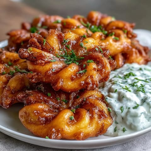 Knusprige Löwenzahnschnecken mit Kräuterdip, serviert auf einem rustikalen Holzbrett.