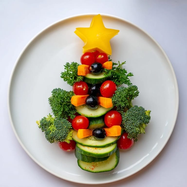 Beautifully arranged Festive Tree Cucumber Tomato Platter, featuring fresh cucumbers and juicy tomatoes.