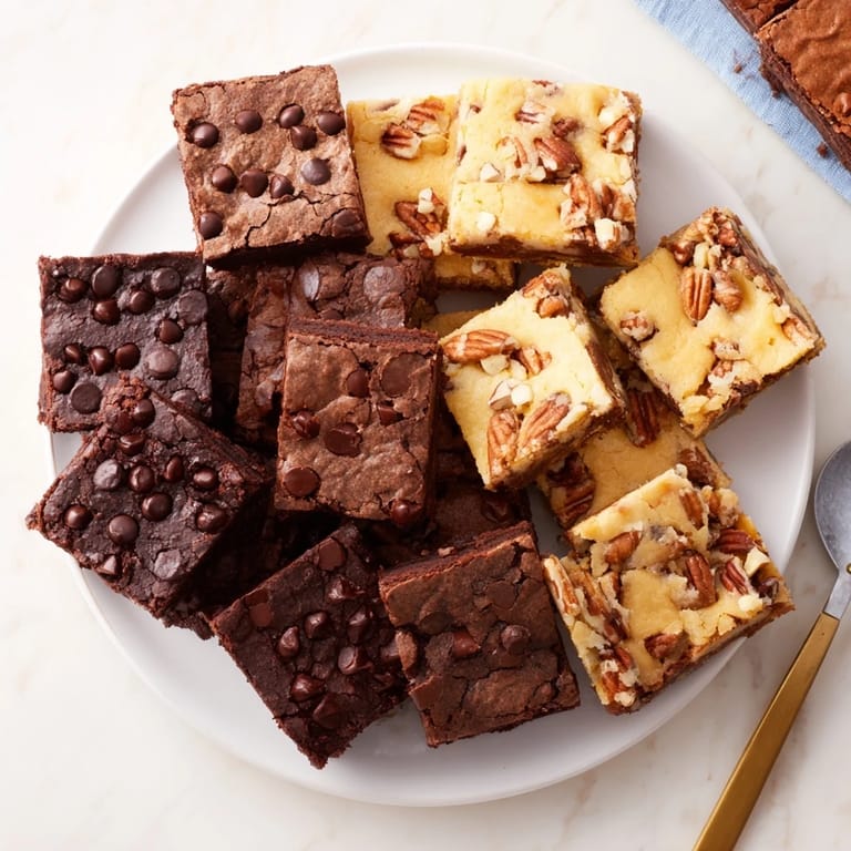 Close-up of a Dessert Platter showcasing perfect brownie and blondie squares, ready to enjoy.