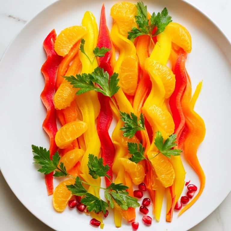 Edible Bonfire Warmth Centerpiece with orange, yellow, and red produce, ready to serve as a stunning appetizer.