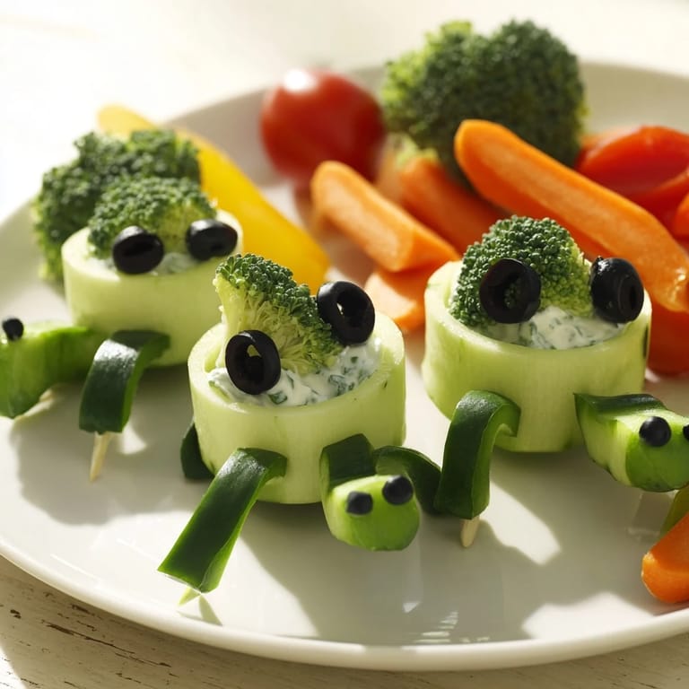Enjoy a delightful spread of Slow & Savory Turtle Crudités; vegetable turtles perfect for any party or snack time.