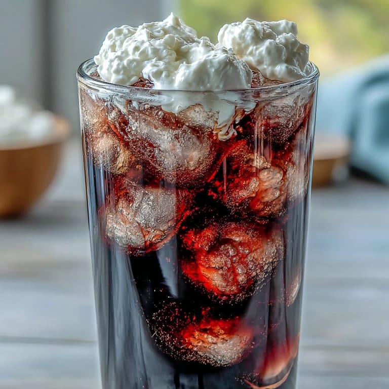 Serving a Midnight Malibu Dirty Soda with fresh blackberries and a fun straw.