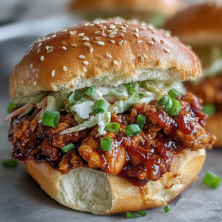 Saftige Korean Turkey Sloppy Joe Sliders mit knusprigem Kohlsalat und Sesam, serviert auf goldbraunen Slider-Brötchen für Party-Hunger.