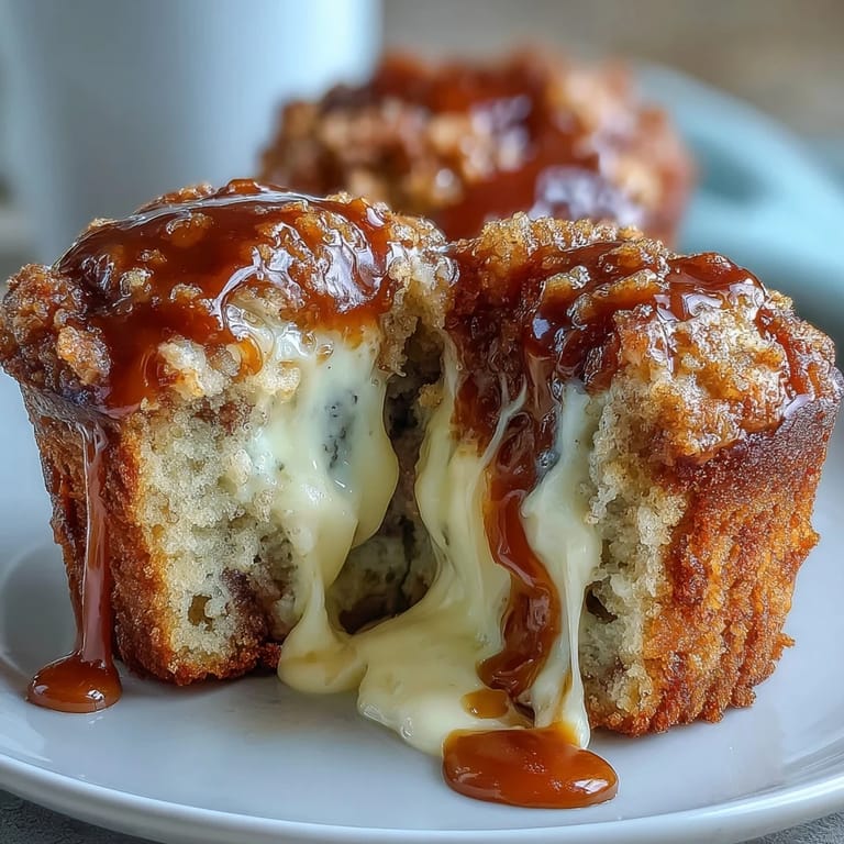 Freshly baked Caramel Cream Cheese Swirl Muffins with soft crumb and sweet caramel swirls.