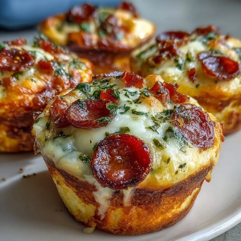 Mini-Frittatas im Muffinformat: High-Protein Pepperoni Breakfast Cups mit knusprigem Pepperoni und Rotpaprika-Fleisch.
