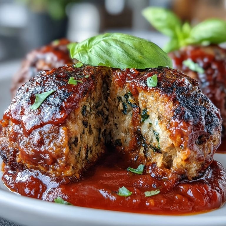 3. "Servierteller mit veganen Linsenbällchen in Marinara-Sauce über Zucchininudeln mit Basilikum garniert"
