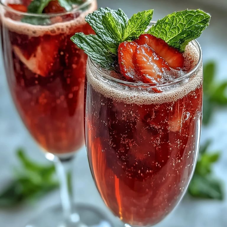 Selbstgemachter Erdbeer-Püree und Prosecco für eine erfrischende Bellini-Bar zum Teilen.