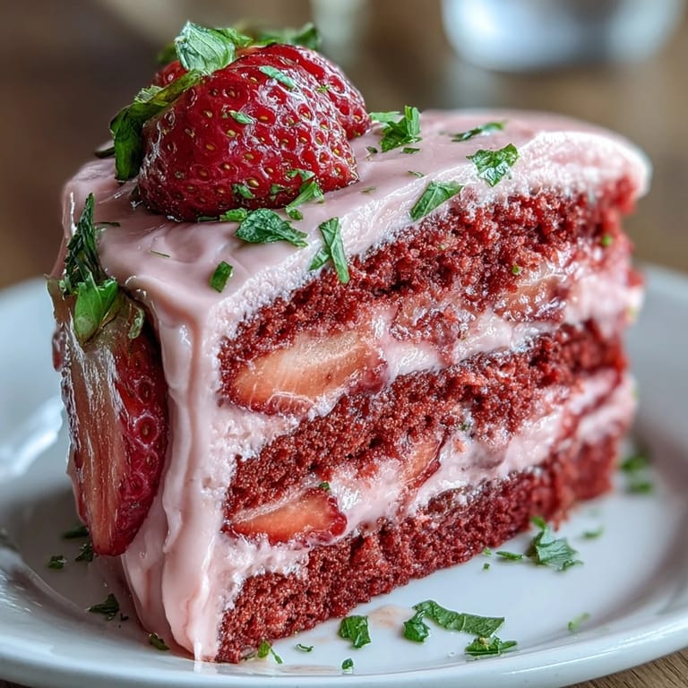 Ein festlicher Erdbeer-Limonaden-Kuchen mit frischen Erdbeeren und Zitronenscheiben dekoriert, ideal für Freundschaftsfeiern.