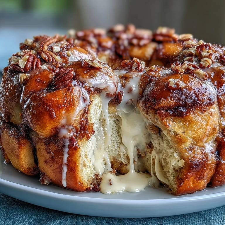 Goldene King Cake Pull-Apart Monkey Bread mit bunten Zuckerstreuseln und reichhaltiger Frischkäseglasur.