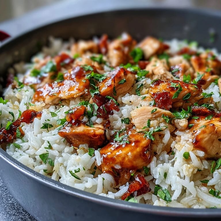 Zarte Crockpot Mississippi Chicken Rice Bowls mit würzigem Ranch-Aroma und Paprikaringern über fluffigem Reis.