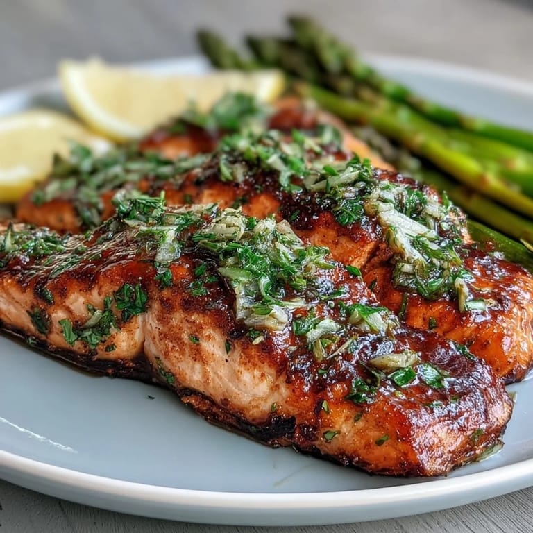 Herb gerösteter Lachs mit Spargel, ein leuchtendes Frühlingsgericht mit frischen Kräutern und zartem Gemüse, perfekt für besondere Anlässe.