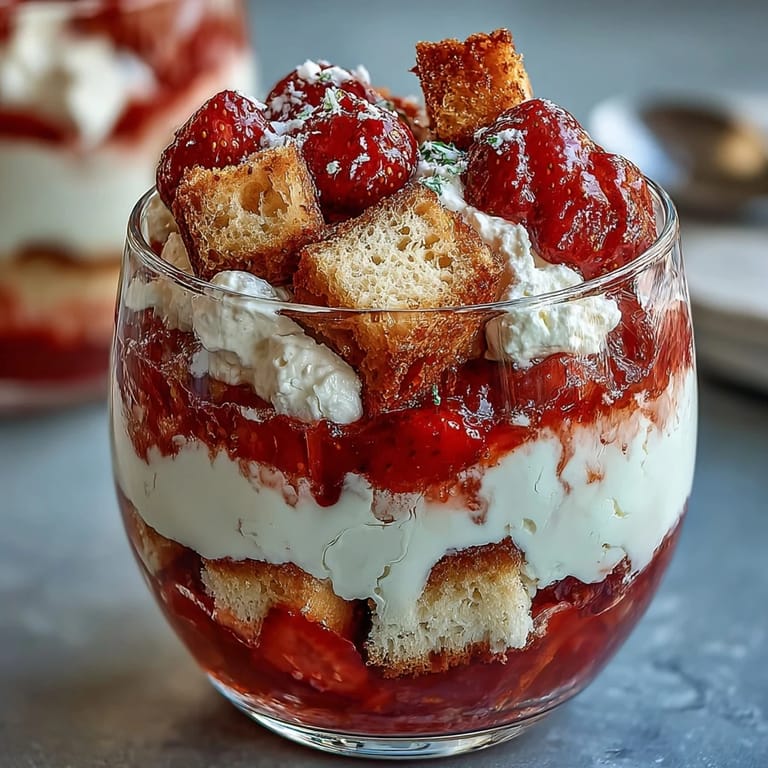 3. Perfekt geschichtetes Dessert mit Shortcake-Stücken, saftigen Erdbeeren und cremiger Schlagsahne für den Muttertag.